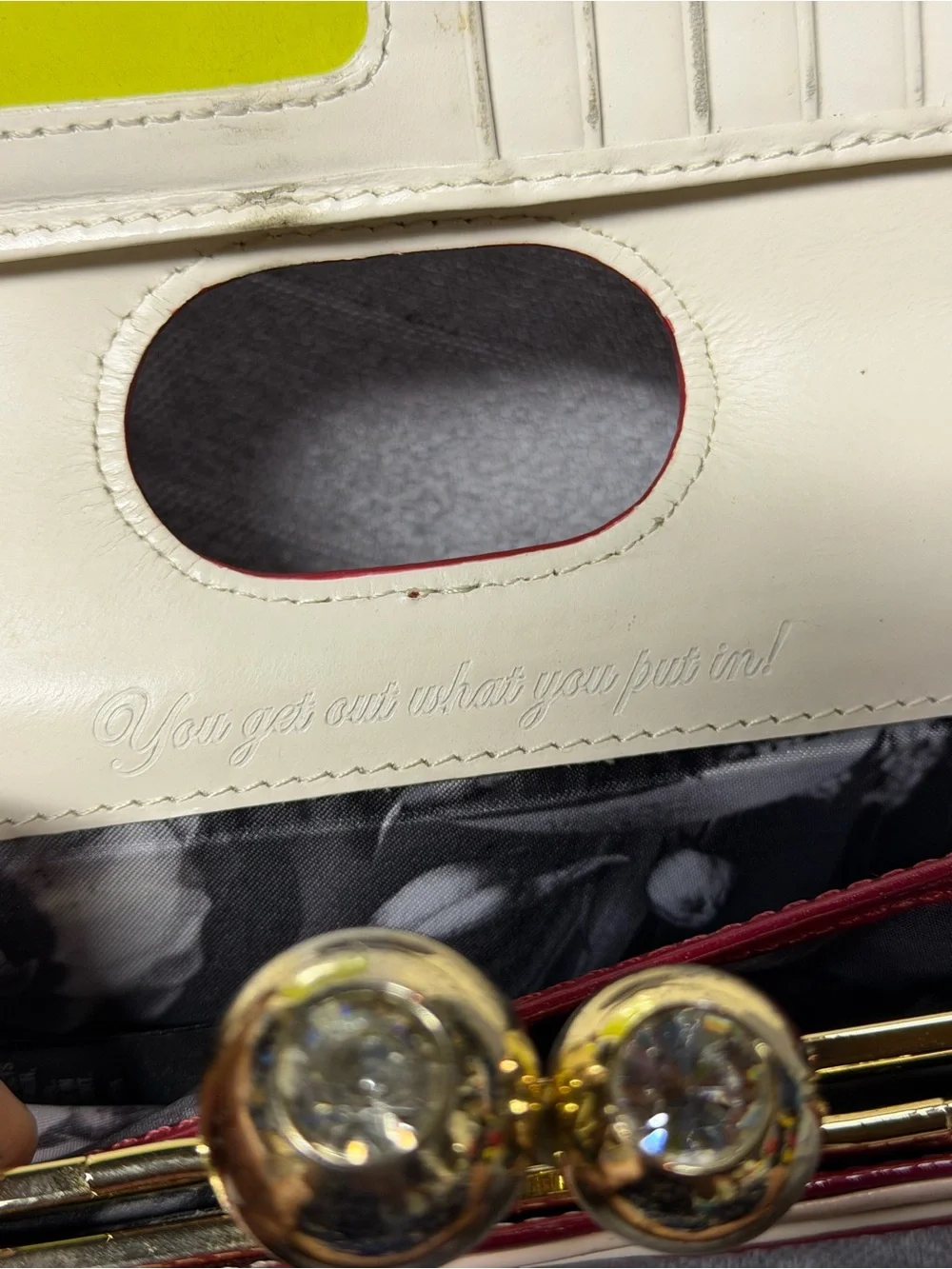 Ted Baker glossy red patent leather kiss-lock wallet with gold hardware